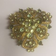 Approximately 1 3/4” In New Condition Spring Season Gold Brooch Jewelry, Spring Gold Brooch Jewelry, Spring Gold Jewelry Brooch, Gold Brooch Jewelry For Spring, Gold Easter Eggs, Vintage Sage Green, Dungeon Master Gifts, Green Brooch, Bee Pin