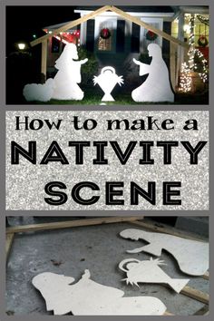 the nativity scene is made out of wood and paper