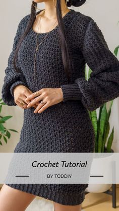 the crochet sweater dress pattern is easy to make and looks great on any woman