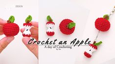 crochet an apples keychain and necklace pattern