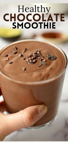 a chocolate smoothie Chocolate Green Smoothie, Best Chocolate Smoothie Recipes, Chocolate Fruit Smoothie, Chocolate Smoothie Recipes No Banana, Healthy Chocolate Smoothie Bowl, Cocoa Smoothie Recipes, Cacao Smoothie Recipes, Smoothies With Chocolate Protein Powder, Chocolate Yogurt Smoothie