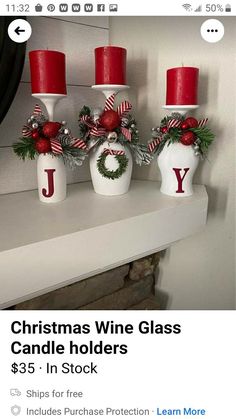 christmas wine glass candle holders $ 35 in stock for sale on ebayn com