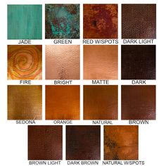 the different shades of copper and green