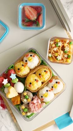 cute food Inari Sushi Bento, Cute Bento Box Lunch Ideas, Vegan Bento Box Ideas Japanese, School Lunch And Snacks, Shumai Dumplings, Corn Sides, Egg Bento, Tofu Pockets, Sushi Vinegar