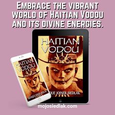 an ipad and tablet with the text, embrace the vibrant world of nathan vodu and its divine energies