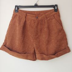 I Never Ended Up Wearing These Shorts After Getting Them. They Have A Cute Wide-Leg, High-Waisted Style, And I Only Wish I Was Still The Size I Was When I Bought Them. High Waist Cotton Shorts For Fall, Brown High-waisted Corduroy Shorts, Trendy High Waist Corduroy Shorts, High Waist Brown Corduroy Shorts, High-waist Cotton Shorts For Fall, Brown High Waist Corduroy Shorts, Brown Cotton Shorts For Fall, Corduroy Bottoms With Relaxed Fit And Short Length, Corduroy Shorts With Relaxed Fit