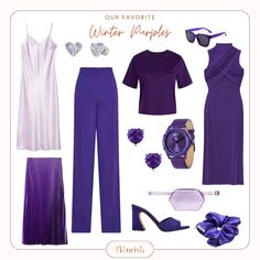 Deep Purple Outfit, Tr Kibbe, Summer Outfits Sporty, Purple Fashion Outfit, Ingenue Style, Bright Winter Outfits, Light Spring Color Palette, Cool Winter Color Palette, Deep Winter Palette