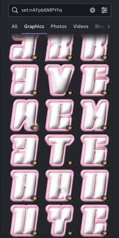 some type of pink and white letters that are in the shape of an animal's head