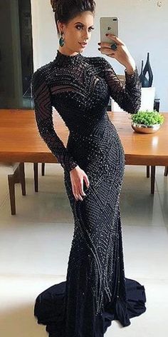 Braut Make-up, Black Luxury, Elegantes Outfit, Luxury Dress, Dress Prom, Evening Gowns Formal, Black Wedding, Beaded Dress