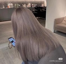 Gray Beige Hair Color, Medium Ash Violet Blonde, Milk Tea Gray Hair Color, Icy Dark Blonde Hair, Dust Ash Hair, Hair Color Ideas Ash Gray, Korean Grey Hair, Beige Grey Hair, Ash Hair Color Grey