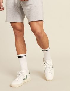 Men_s-Striped-Cushioned-Crew-Socks-White-w-Black-Front-2.jpg Casual Stretch No-show Socks, Comfortable No-show Casual Socks, Sporty No-show Comfortable Socks, Breathable Casual Socks For Sports Season, Breathable Casual Sports Socks, Breathable Casual Socks For Sports, Breathable Casual Socks For Gym, Breathable Casual Gym Socks, Casual Comfortable Anti-odor Socks