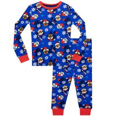 Your little pup will dream of winter holiday rescue missions in these adorable Paw Patrol jammies! These fun festive PJs include a long sleeve blue pyjama top with contrasting red cuffs, and showcases a cute all-over motif of Chase, Rubble and Marshall in Santa hats, the slogan 'snow patrol', snowflakes, paw prints and Christmas trees. Paired with matching pj bottoms with an elastic waistband and red ankle cuffs for extra comfort. They'll love to spend Christmas with Chase and friends in this paw-some nightwear! Paw Patrol Pajamas, Boys Christmas Pajamas, Paw Patrol Christmas, Christmas Pajamas Kids, Pj Bottoms, Toddler Pajamas, Santa Hats, Christmas Pjs, Boy Character