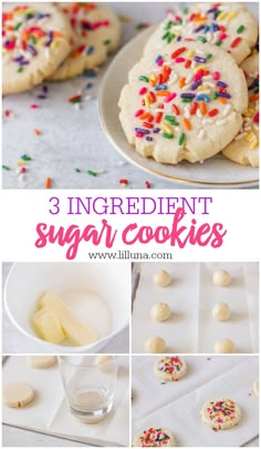 3 ingredient sugar cookies with sprinkles and butter