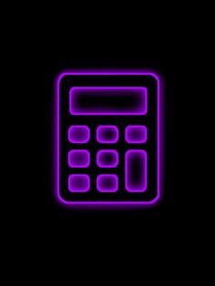 a neon purple calculator on a black background