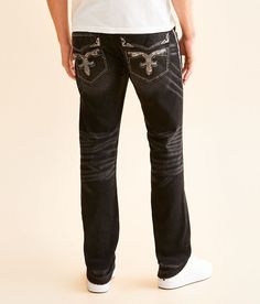 Rock Revival Dewey Slim Straight Stretch Jean - Blue 40/32, Men's Deweysj203 Slim fit jean Comfort stretch fabric Straight from knee to hem Low rise 15 bottom opening Embroidered faux flap back pockets Hand sanding whiskering and grinding details Zip fly. This quality denim is hand-finished for a unique look. It will wear like your favorite jeans, with each hole and tear continuing to destruct over time. You will love the comfort of this denim that has the look and feel of years of wear. . 99% Cotton 1% Elastane. Machine wash separately in cold water inside out. Do not bleach. Tumble dry low. Remove promptly. Warm iron if needed. Apparel & Accessories > Clothing > Pants Jean For Men, Clothing Pants, Accessories Clothing, Rock Revival, Slim Fit Jeans, Favorite Jeans, Stretch Jeans, Men's Jeans, The Rock