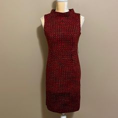 Brand New Lord & Taylor Red Houndstooth Patterned Dress. Size 4p True To Size. In Excellent Condition. No Holes Or Stains. Measurements: Length 36” Waist 30” Bust 34” Elegant Red Tweed Dress For Work, Red Tweed Dress For Work, Chic Fitted Red Tweed Dress, Fitted Red Tweed Dress For Work, Elegant Fitted Red Tweed Dress, Fitted Sleeveless Tweed Dress For Winter, Purple Silk Dress, Red Houndstooth, Terry Cloth Dress