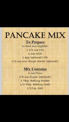 the instructions for how to make pancake mix