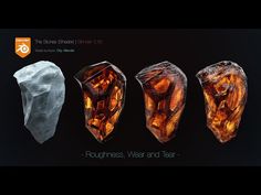 three different types of crystals are shown in this advertisement for the stone shard blender