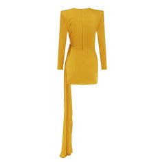 SARUD Strap Evening Dress Gown Fitted Yellow Evening Dress, Fitted Bodice Long Sleeve Evening Mini Dress, Long Sleeve Fitted Mini Evening Dress, Heel Caps, Dress Gown, Pair Of Pants, Bra Cups, Evening Dress, The Label