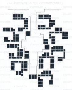 a cross made out of squares in the middle of a white paper with black lines on it