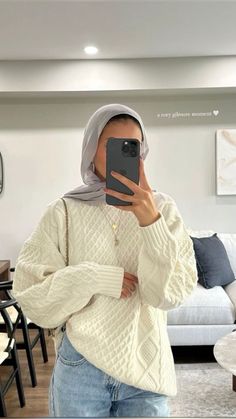 #outfits#hijab#modesty#ideas Cute Fall Hijabi Outfits, Hijabi Knitwear Outfit, Mosque Outfit Ideas, Hijabi Fall Outfits Aesthetic, Modest Outfits For Hijabis, Hijabi Sweater Outfit, Style Sweater Hijab, Hijabi Clean Girl Aesthetic, Fall Fits Hijabi