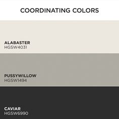 the color scheme for coordinating colors is shown in black, white and gray tones with text that reads coordinating colors