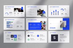 the powerpoint presentation is designed to look like it has been created in blue and white