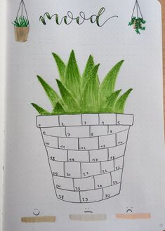 a drawing of a potted plant with numbers on it