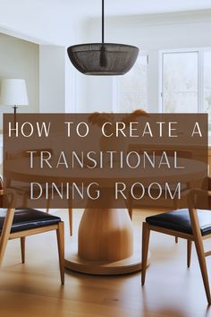 Transitional decor. Small Dining Room Ideas Organic Modern, Transitional Design Dining Room, Dark Wood Floor Dining Room Ideas, Dining Room Lounge Ideas, Mcgee And Co Dining Room, Modern Dining Room Table Centerpiece, Dark Wood Dining Table Decor, Transitional Kitchen Table, Transitional Dining Room Ideas