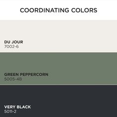 the color scheme for coordinating colors is green, black, grey and white with text that reads coordinating colors du jour 702 - 6