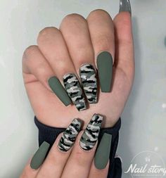 Nail Designs Cute, Best Nail Colors, Camouflage Nails, Camo Nails, Cute Nail Colors, Image Nails, Fun Nail Colors, Modern Nails, White Acrylic Nails