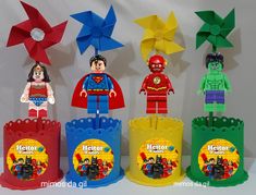 the legos are designed to look like superheros