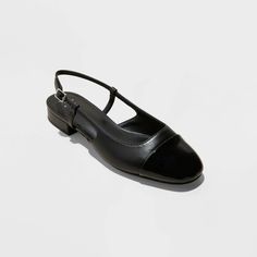 Elevate your everyday looks with these Maxine Cap-Toe Slingback Flats from A New Day™. These solid-color flats feature a faux-leather upper with a round closed-toe vamp accented with a toe cap. Set on a 0.75-inch block heel, they have a cushioned insole and soft fabric lining for comfortable wear. The buckled slingback strap that wraps around your open heel completes the design, offering an airy, adjustable fit. A New Day™: Style that goes wherever you do. Beach Socks, Mary Jane Ballet Flats, Slingback Flats, Footbed Sandals, Open Toed Heels, Rubber Shoes, Ballet Pumps, Wide Boots, Platform Boots