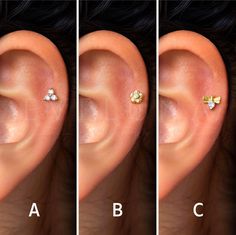 three different types of ear piercings are shown