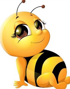 a yellow and black bee sitting on top of a white background cartoon, hd png