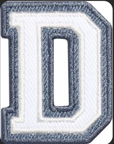 the letter d is made out of denim