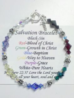 Salvation Bracelet ..Sterling silver and swarovski crystal. $35 FREE shipping Salvation Bracelet Printable Free, Salvation Bracelet Printable, Faith Bracelet, Faith Jewelry