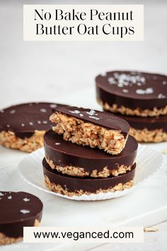 no bake peanut butter oat cups on a plate