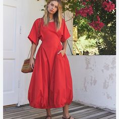 Worn Once Free People Dress. Casual Red A-line Maxi Dress, Red Short Sleeve Midi Dress For Spring, Red Knee-length Maxi Dress For Day Out, Red A-line Maxi Dress For Day Out, Red Short Sleeve Casual Midi Dress, Casual Red Short Sleeve Midi Dress, Red Casual Short Sleeve Midi Dress, People Dress, Free People Dresses