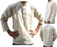 You are viewing collarless,  grandad Shirt/Kurta, with 3 buttons for casual, summer, festival, Yoga, beach or formal use. Features:     ✔Material: Upto 80% Linen +Upto 20% cotton     ✔Size Chart: Please look at 2nd picture     ✔Pockets : One chest and one side     ✔3 Traditional buttons fitted     ✔High quality fabric     ✔High quality stitching     ✔Use:Casual,Summer,Festival,Beach, Formal     ✔Colour: Cream/Natural White/Light Beige     ✔Wash: Dry clean, or gentle washing and  drying recommended Linen comes from flax plants and are biodegradable. Flax plants do not require as much water and pesticides as cotton plants, therefore they are considered more sustainable and environment friendly than cotton. Casual Cotton Collarless Tops, Casual Collarless Cotton Top, Mens Long Shorts, Beach Formal, Kurta Shirt, Gangs Of New York, Yoga Beach, Flax Fiber, Cotton Plant