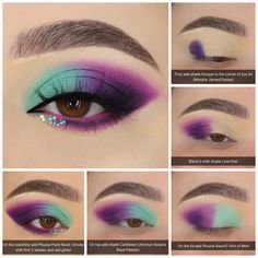 Neon Eyeshadow Looks Step By Step, Bright Colorful Eye Makeup Step By Step, Morphe Eyeshadow Looks Step By Step, Festival Eye Makeup Tutorial, Rainbow Eyeshadow Looks Step By Step, Colorful Eye Makeup Step By Step, Colorful Eyeshadow Looks Step By Step, Eye Shadow Tutorial Step By Step, Green And Purple Eyeshadow