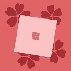 the square is surrounded by hearts on a pink background with red flowers in the center