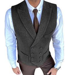 Mens Double-Breasted Vest Vintage Notch Lapel Herringbone Tweed Waistcoat S-3XL+  | eBay Business Vest With Pockets For Fall, Fall Business Vest With Pockets, Business Vest With Button Closure For Fall, Fall Business Vest With Button Closure, Fall Tweed Vest With Pockets, Fall Vest With Notch Lapel And Button Closure, Business Vest With Buttons For Fall, Winter Tweed Vest With Pockets, Fall Vest With Notch Lapel And Buttons