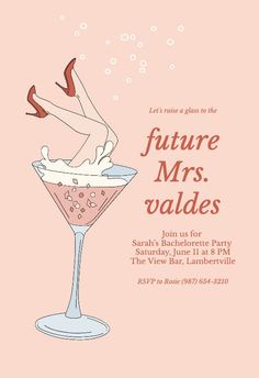 Future mrs - Invitación Para Despedida De Soltera | Greetings Island Bachelorette Party Invitation Ideas, Bachelorette Invites Template, Bride Shower Invitation, Bachelorette Party Invitations Templates, Bride Invitation, Bridal Shower Colors, Bridal Shower Invitations Free, Party Invitation Design, Virtual Invitations