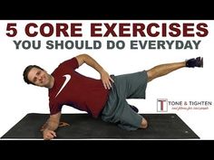 a man is doing exercises on a mat with the words 5 core exercises you should do every day