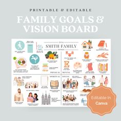 the printable family goals and vision board