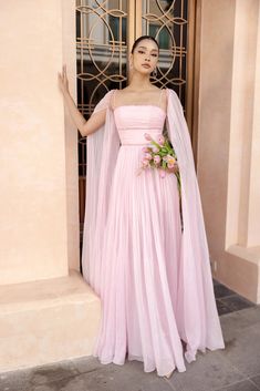 Pink Square Neck Dress, Silk Floor Length Dress, Silk Evening Gown, Pleated Gown, Pink Evening Dress, Happy Clothes, Mean Blvd, Floor Length Dress, Elegant Dresses Classy