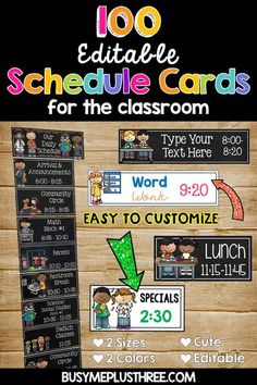 the back to school bundle includes 100 editable schedule cards for the classroom