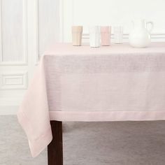 PRICES MAY VARY. 100% Pure European Flax Linen Tablecloth - Classic Hemstitch | Handcrafted By Skilled Artisans Size - 60 x 120 Inch; Color - Pink | Available in Variety of Sizes and Colors Easy Care - Machine Washable, Low Iron as Needed, Steam Iron for a crisp look. The beauty of each pure linen piece is the natural fibers and classic aesthetic that mellows with each washing, betters with age and requires minimal care Like all fine linens and textiles, each batch of our linen is different and Dining Tablecloth, Pink Tablecloth, Black Tablecloth, Table Runner Size, Blue Tablecloth, Linen Lights, Tablecloth Sizes, Home Pink, White Table Cloth