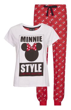 Primark - Pyjama rouge Minnie Mouse Style Pijama Style, Mickey Clothes, Designer Anarkali Dresses, Comfort Fashion, Loungewear Outfits, Crop Top And Shorts